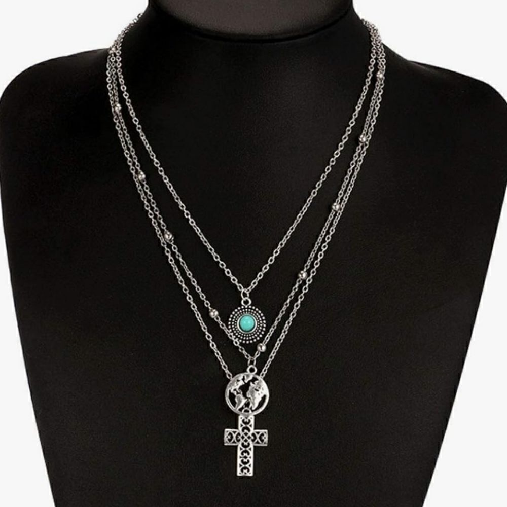 Bohemian Chic Silver Plated Layered Necklace - Vintage Inspiration - Picture 7 of 13